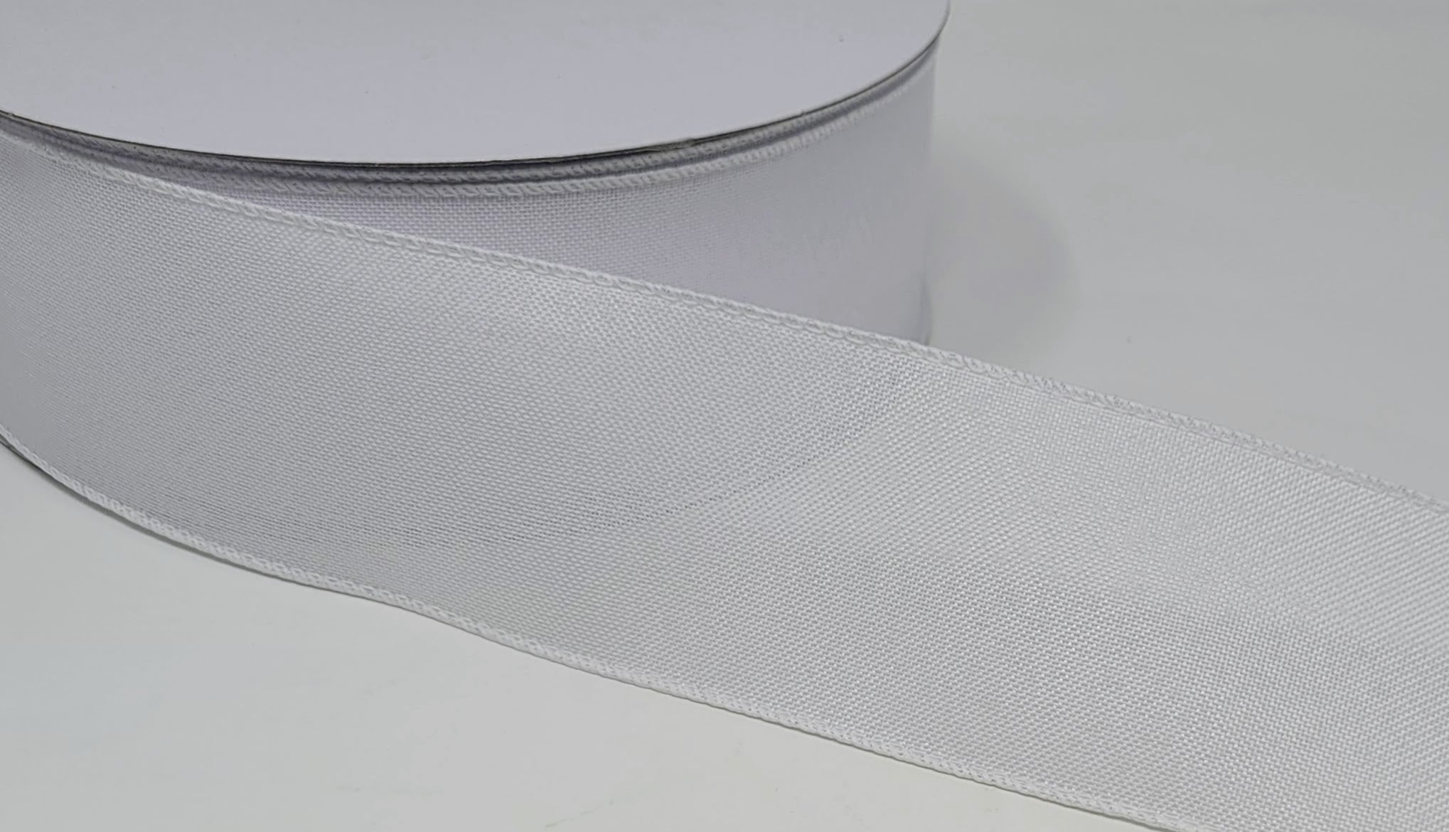 50 Yards - 2.5” Wired White Linen Ribbon